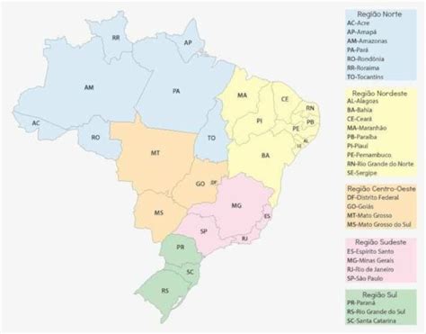 Mapa Do Brasil Estados Capitais E Regiões Brasil