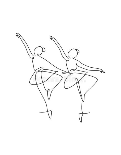 One Single Line Drawing Woman Ballerina Vector Illustration Minimalist
