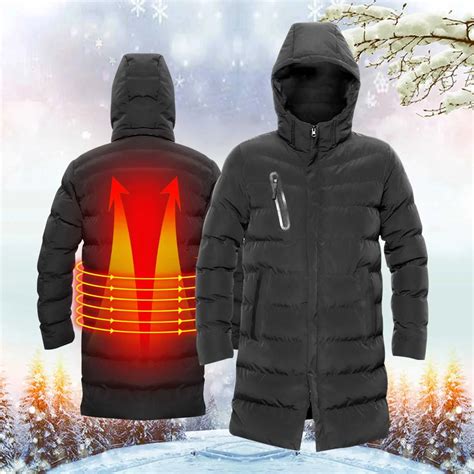 Smart Thermostatic Electric Heating Long Windproof Jacket Overcoat