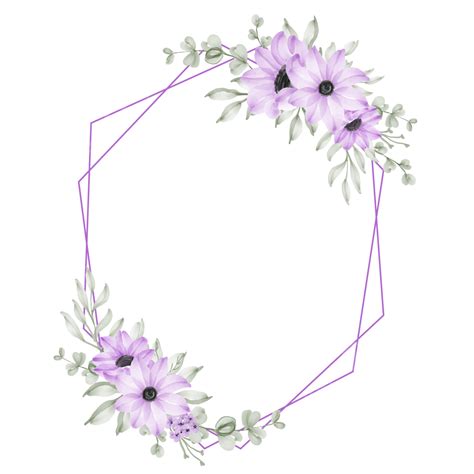 Purple Watercolor Flowers Vector Hd Images Purple Flower Frame