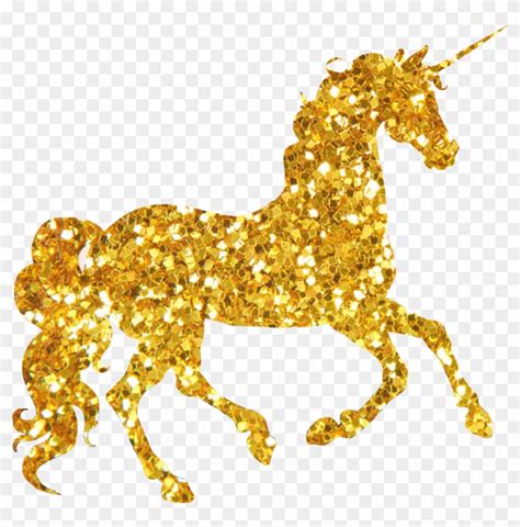 Unicorn Sparkly Cute Glitter Sticker Gold Unicorn Png Free