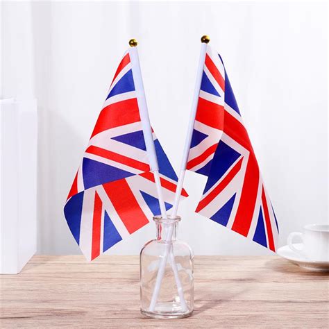 12pcs 14x21cm Great British Flag Hand Waving United Kingdom Flags 30cm