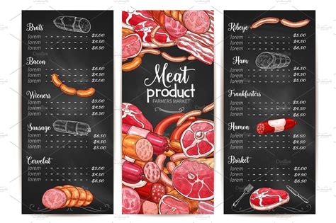Vector menu or price list for Butchery shop meat | Pre-Designed