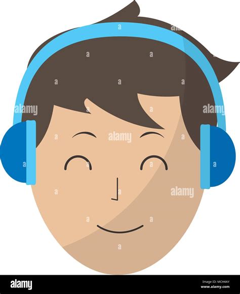Happy Avatar Man With Hairstyle And Headphones Vector Illustration