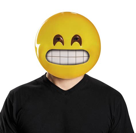 Grin Happy Face Smile Emoji Mask Adult Funny Emoticon Costume Plastic