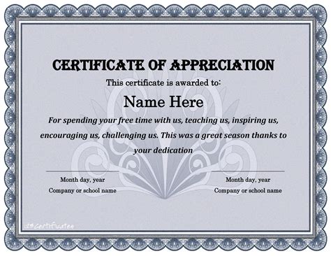 Free 30 Free Certificate Of Appreciation Templates And Letters Years Of