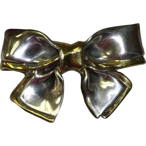 Vintage Sterling Silver Bow Pin Brooch From Cameo