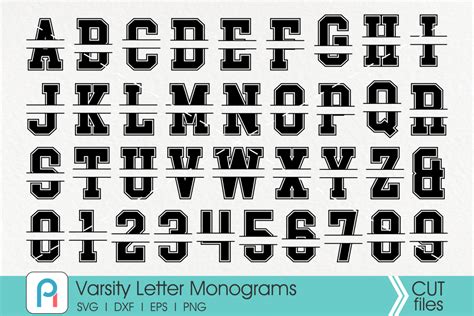 Free Svg Varsity Split Letter Alphabet Set File For Cricut Pin On