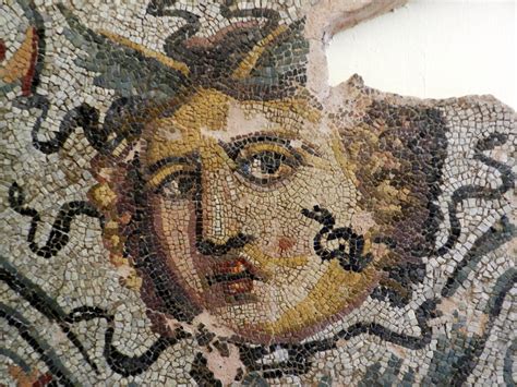 Mosaic Faces Head Of Medusa Sparta Greece Helen Miles Mosaics