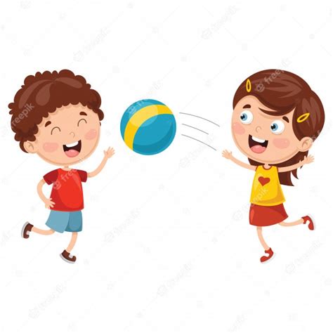 Ilustración Vectorial De Niños Jugando Con Pelota Descargar Vectores