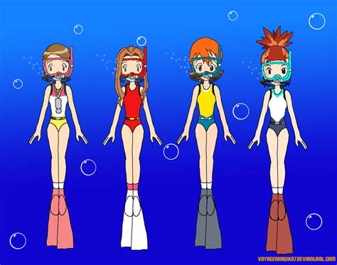 Scuba Digimon Girls By Voyagerhawk87 On Deviantart