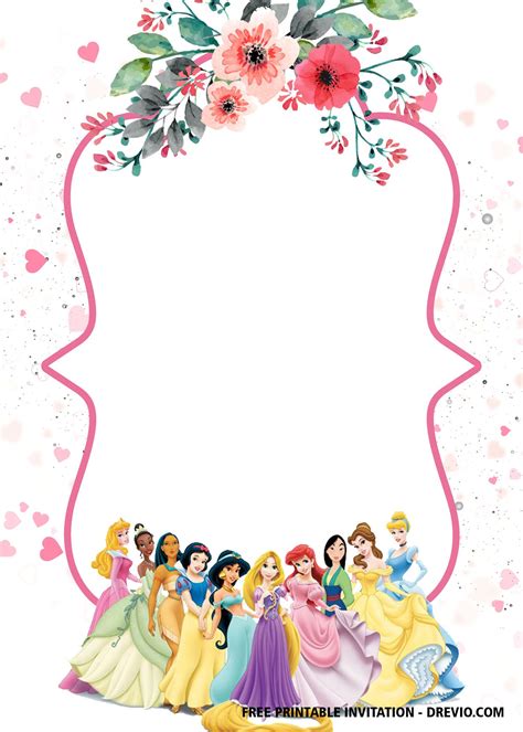Free Printable Disney Princesses Invitation Templates Princess Party