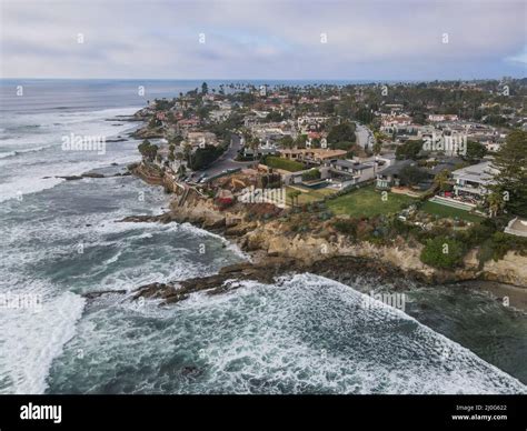 Aerial View Of The Cove With Big Villa In La Jolla Hermosa California