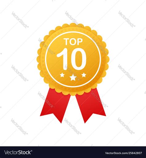 Top 10 Rating Badges Ten Badge Icon Stamp Vector Image