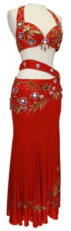 red jeweled lamé egyptian bra and skirt in stock belly dance costume at belly