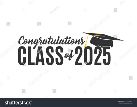 Congratulations Class 2025 Graduation Cap Celebration Stock Vector