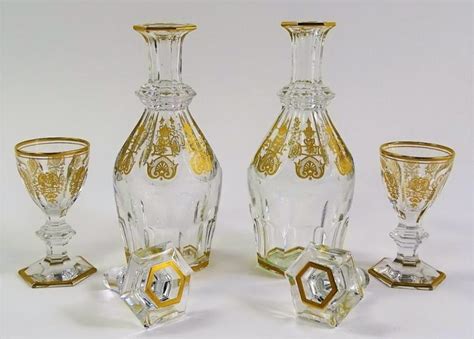 Sold Price Baccarat Gold Etched Crystal Glasses And Decanters Invalid Date Est