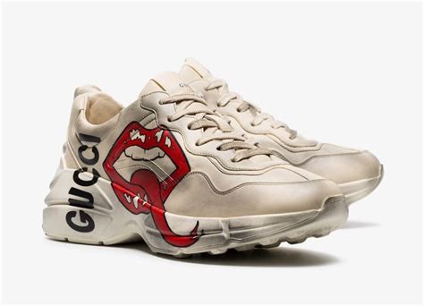 Gucci Rhyton Printed Distressed Leather Sneakers Red Lips Review