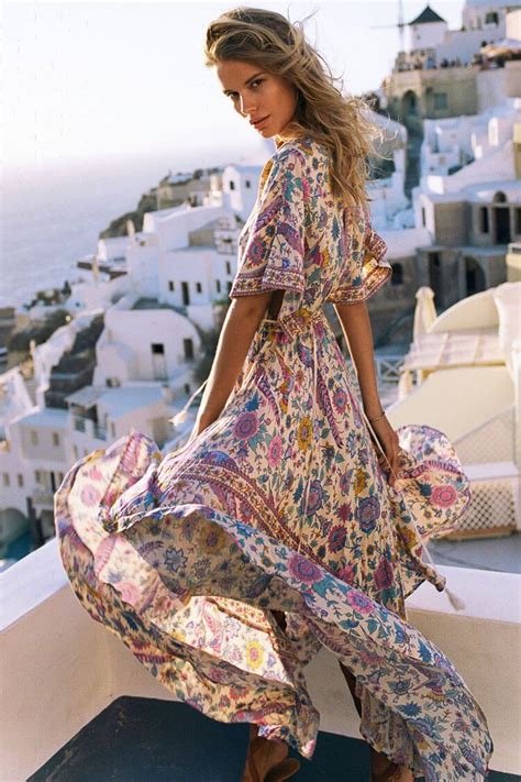 Cutesove Floral Print Short Sleeve Maxi Boho Vacation Dress Cream