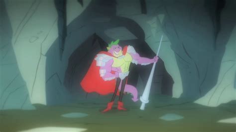 In this video, i shared a theory i had about spike's age in my little pony: Manly Spike stood holding sword S1E19