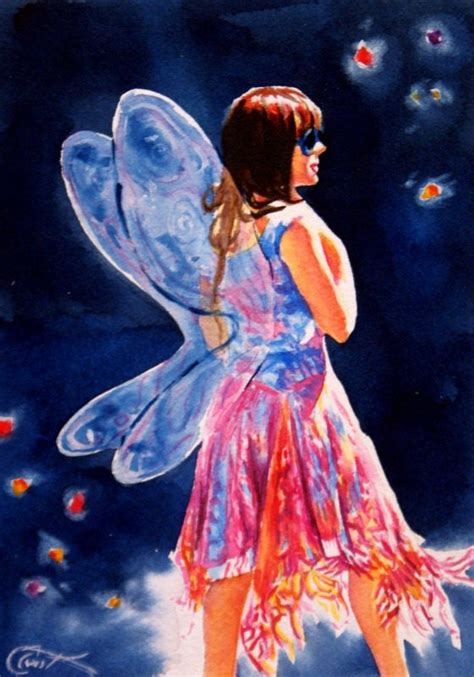 Watercolor Fairy Painting Colorful Whimsical Fantasy Etsy