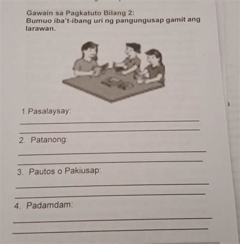 Gawain Sa Pagkatuto Bilang Gamit Ang Iba T Ibang Uri Ng Pangungusap