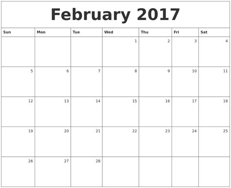 February 2017 Printable Calendar Template Holidays Excel And Word