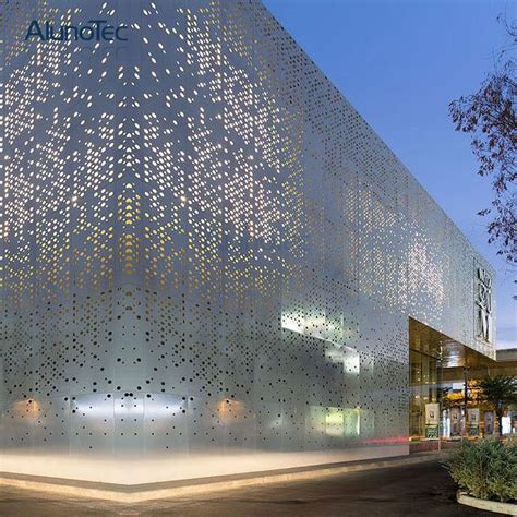 Perforated Metal Facade Lighting Google Search Facade Architecture Facade Design Metal Facade