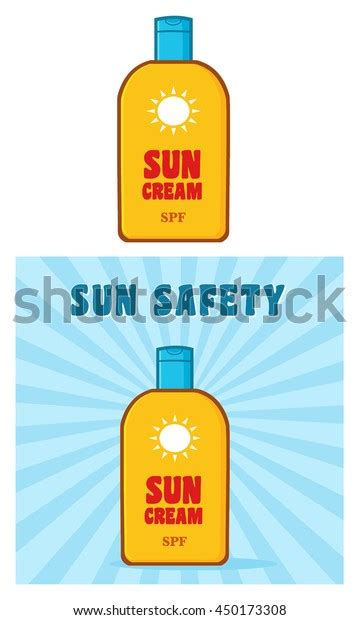 Cartoon Bottle Sunscreen Text Sun Cream Stock Vector Royalty Free
