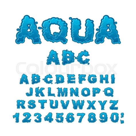 Aqua Abc Drops Of Water Alphabet Wet Stock Vector