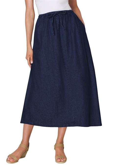 Woman Within Woman Within Womens Plus Size Flared Denim Skirt Skirt