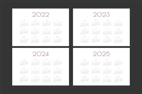 2022 2023 2024 2025 Calendar Individual Schedule Template In Minimalist