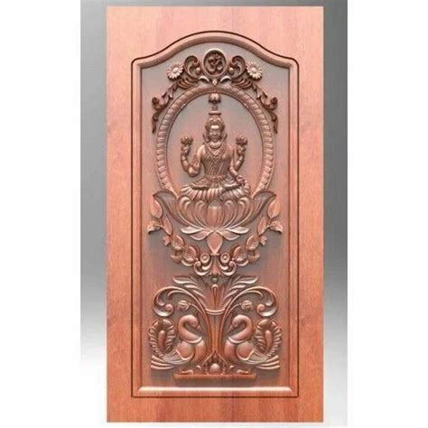 Exterior Goddess Lakshmi Carved Wooden Door For Home Office Teak