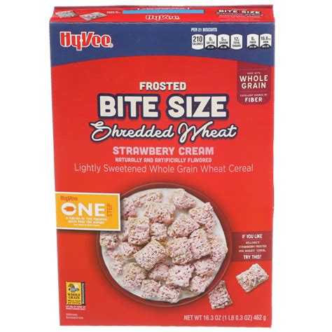 Hy Vee One Step Strawberry Cream Frosted Bite Size Shredded Wheat