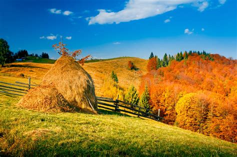 Autumn Landscape In A Mountain Village Stock Photo Image Of Landscape