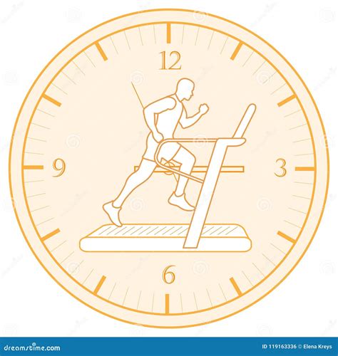 Man Jogging On A Treadmill And Clock Stock Vector Illustration Of