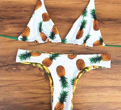 reversible pineapple print women bikini set on luulla