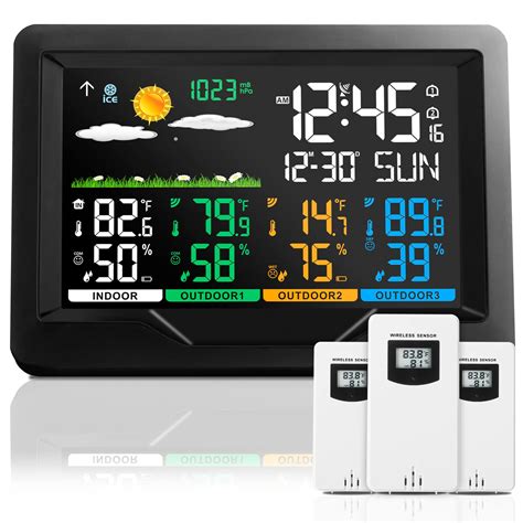 Weather Stations Wireless Indoor Outdoor Thermometers Color Display