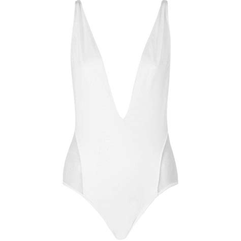Topshop Plunge Mesh Swimsuit 33 Liked On Polyvore Featuring Swimwear