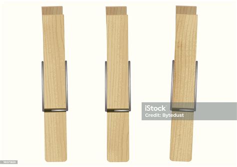 Vector Illustration Of Three Clothespins Stock Illustration Download