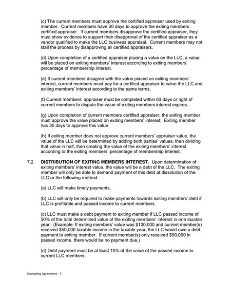 Texas Llc Operating Agreement In Word And Pdf Formats Page 7 Of 11