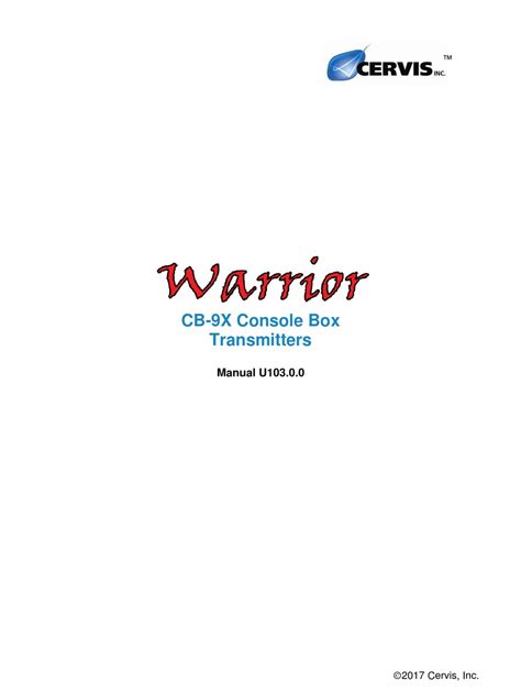 Cervis Warrior Cb 9x Manual Pdf Download Manualslib