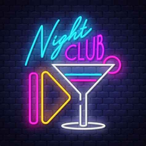 Club Nocturno Neón Señal Vector Premium