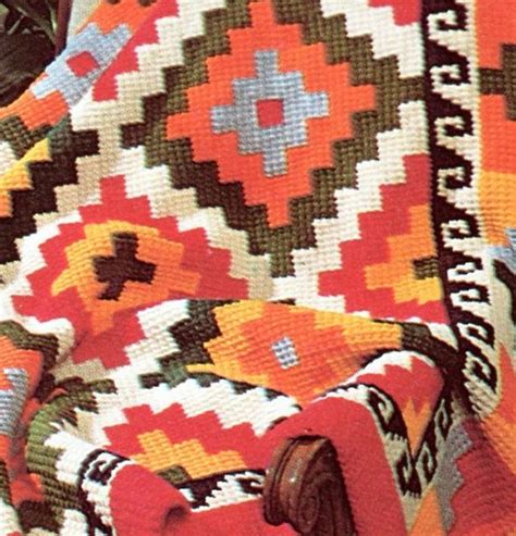 Earthy Geometric Indian Afghan Crochet Pattern Afghan Crochet