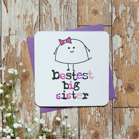 Bestest Littlebig Sister Birthday Greeting Card By Parsy Card Co