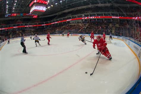 Hockey Game Spartak Vs Severstal Cherepovets On Russia Khl Championship At The Arena Park