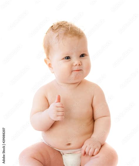 Satisfied Baby Thumbs Up Her Finger Isolated Stock 写真 Adobe Stock