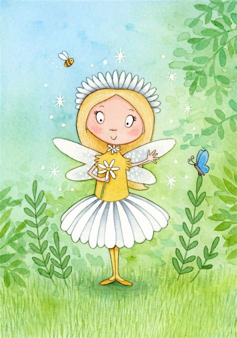 Daisy Fairy Whimsical Watercolour Childrens Illustration By Emma
