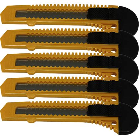 Retractable Utility Knife 5 Pack 6 Inch Manual Lock Snap Off Blade