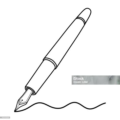 Fountain Pen Line Art Vector Illustration Stock Illustration Download